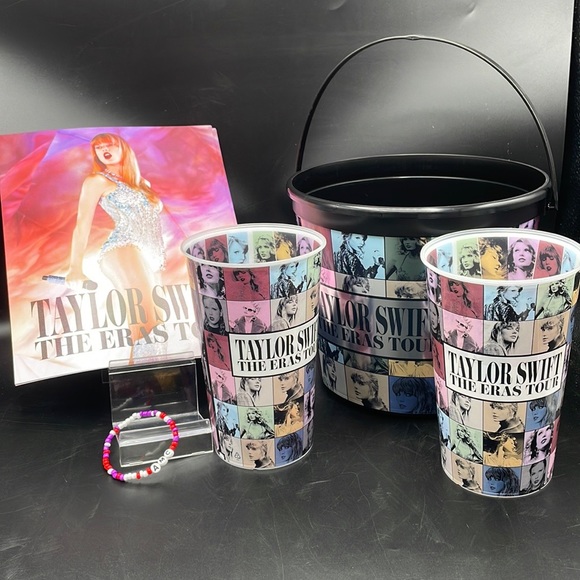 Taylor Swift Eras Tour 6 PC bundle popcorn bucket, cups, light, poster, bracelet - Picture 2 of 8